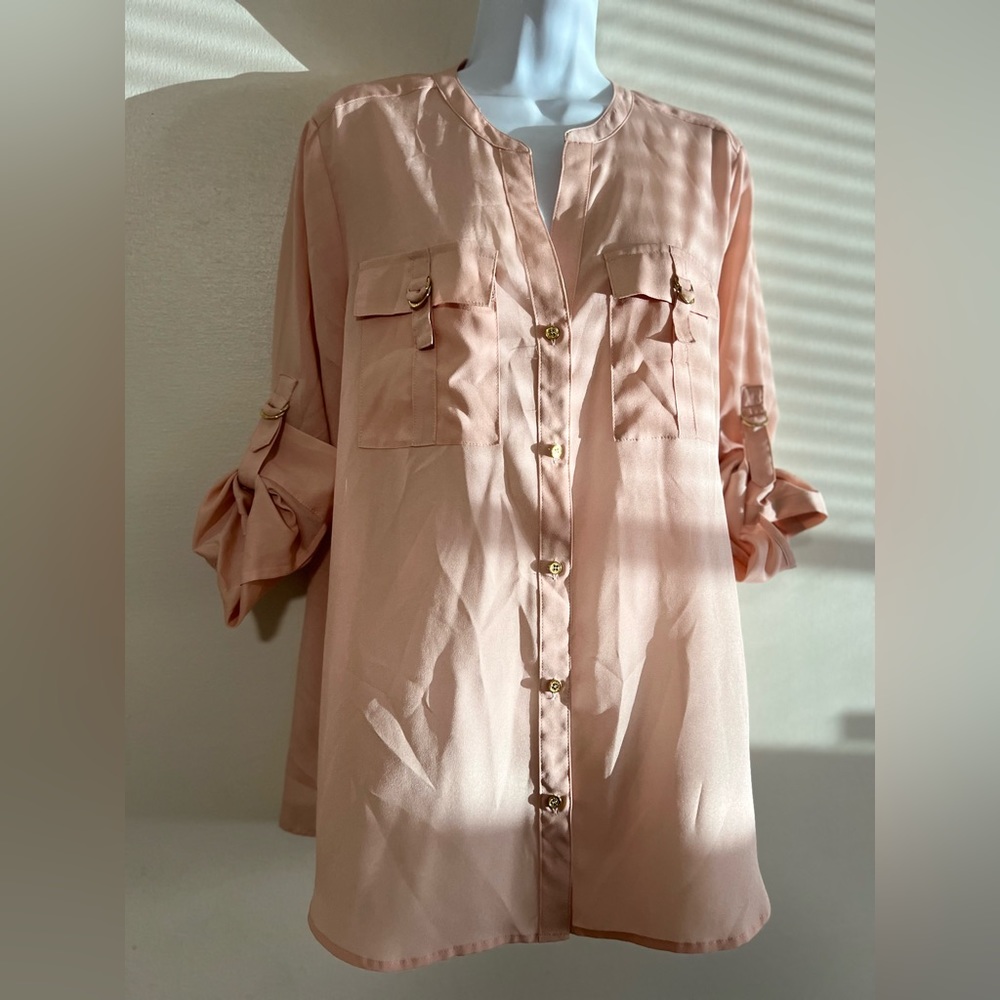 Nwt Calvin Klein Textured Roll Tab Button Down Sh… - image 3